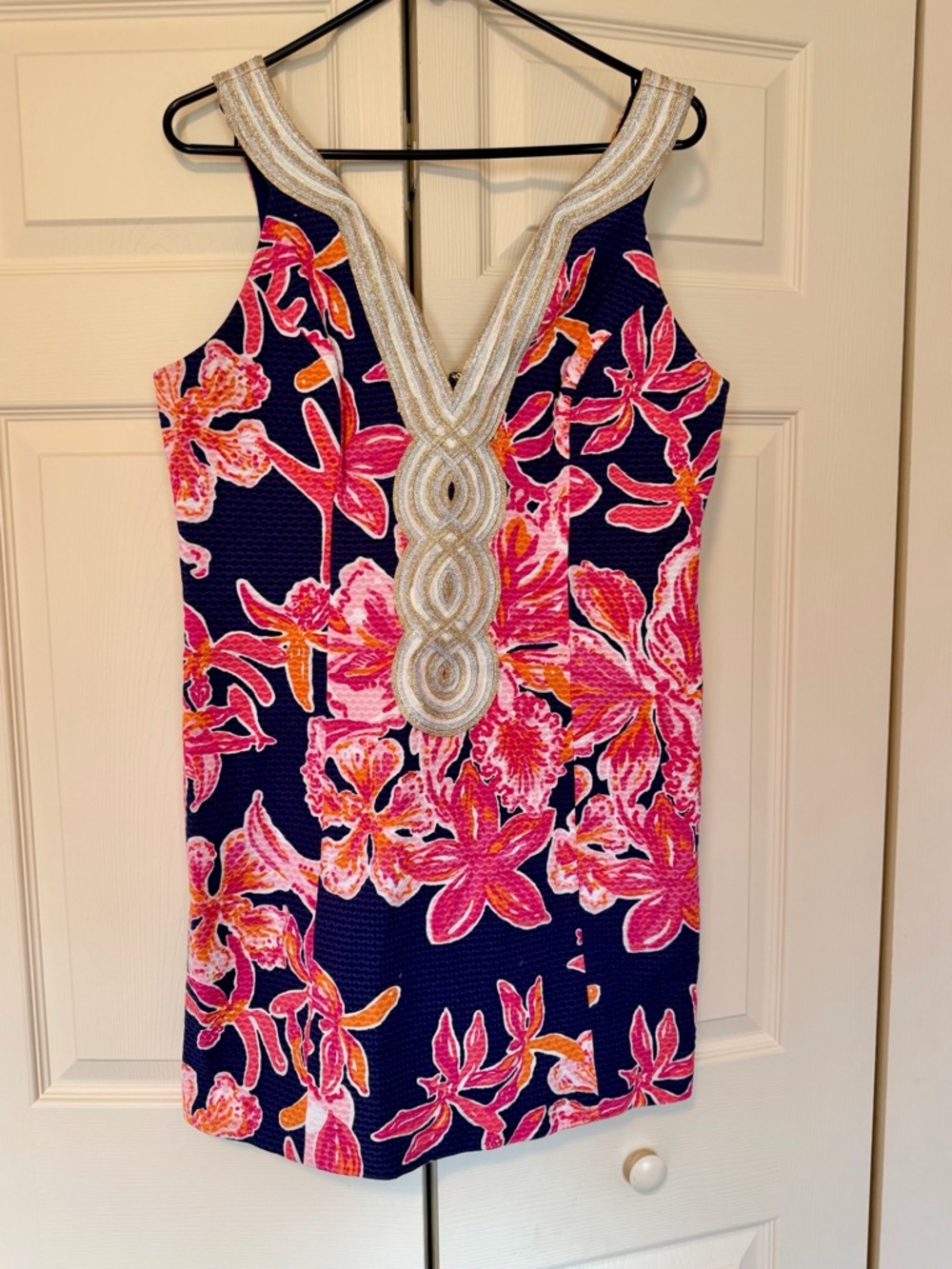 Lilly Pulitzer Navy Dress with Pink & Orange Floral Print